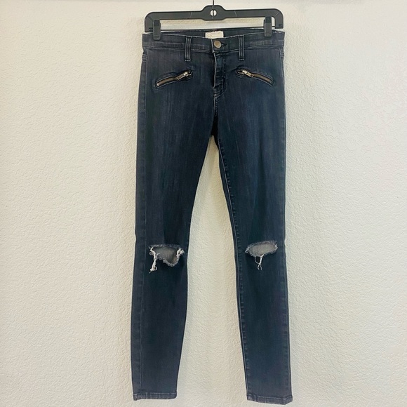 CURRENT/ELLIOTT Soho Stiletto Caliber Destroyed Skinny Jeans in Charcoal Gray - Picture 2 of 7